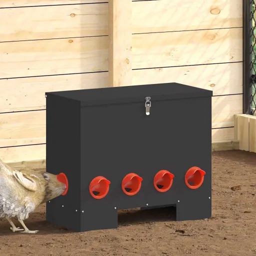 Comedero Para Pollos Negro 60,5 x 29 x 51 cm