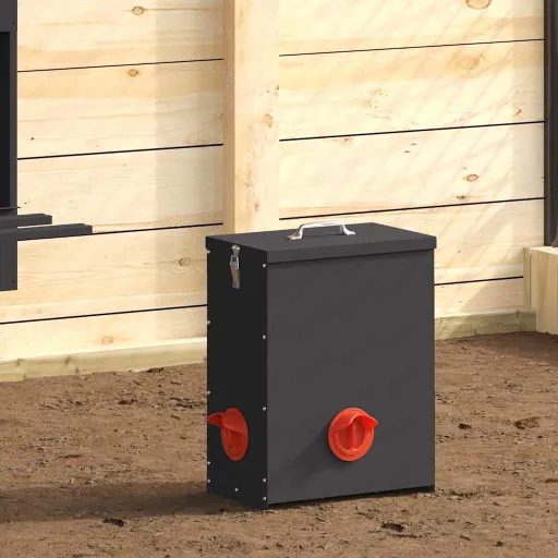 Comedero Para Pollos Negro 32,5 x 20,5 x 43 cm