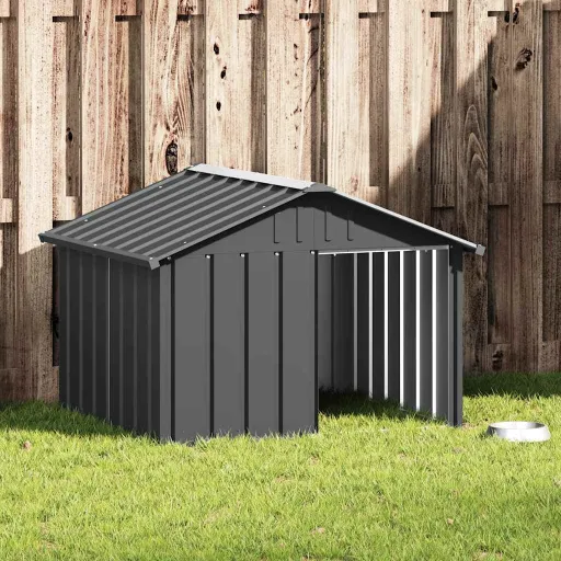 Casa de Perro Acero Galvanizado Antracita 116,5x103x81,5 cm