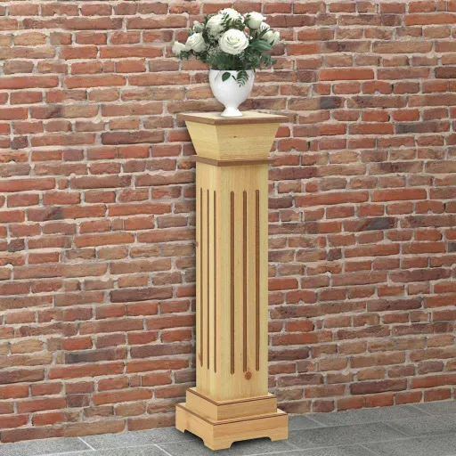 Soporte Plantas Pilar Cuadrado Madera Clara 17x17x66 cm MDF