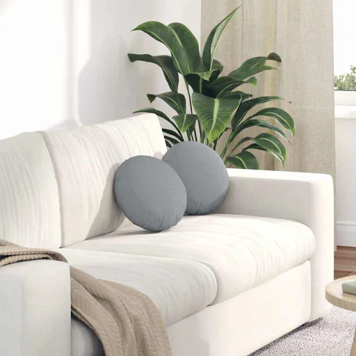 Cojines Para Asiento   Gris Claro Ø30 x 13 cm Tela (2 pcs)
