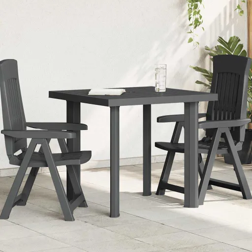 Mesa de Jardín de Plástico Gris Antracita 80x75x72 cm