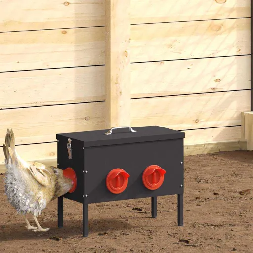 Comedero Para Pollos   Negro 41,5 x 20,5 x 33 cm (2 pcs)