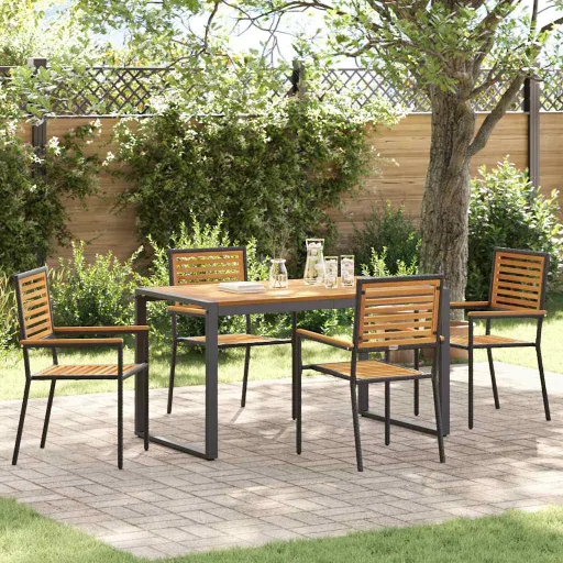 Conjunto de Comedor de Jardín   Negro y Marrón (5 pcs)