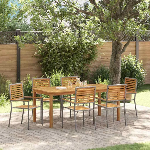 Conjunto de Comedor de Jardín   Gris (7 pcs)