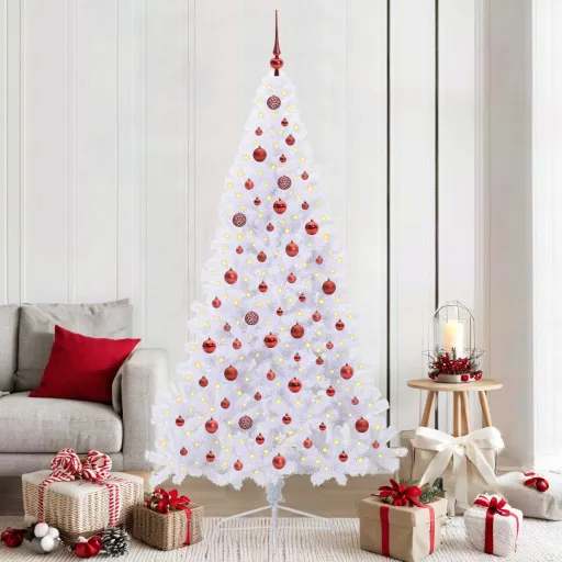 Árbol de Navidad Artificial Con 300 LED 210 cm PVC y Acero