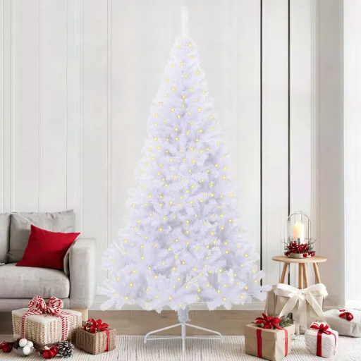 Árbol de Navidad Artificial Con 300 LED 240 cm PVC y Acero