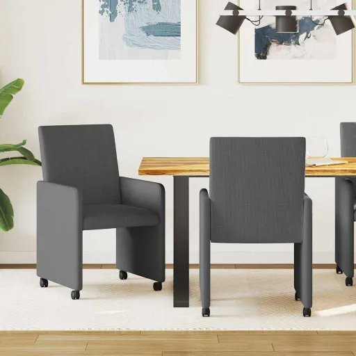 Sillas de Comedor Con Ruedas   Gris Oscuro 57 x 66 x 94 cm (2 pcs)