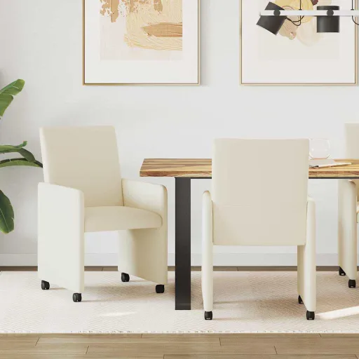 Sillas de Comedor Con Ruedas   Crema 57 x 66 x 94 cm (2 pcs)