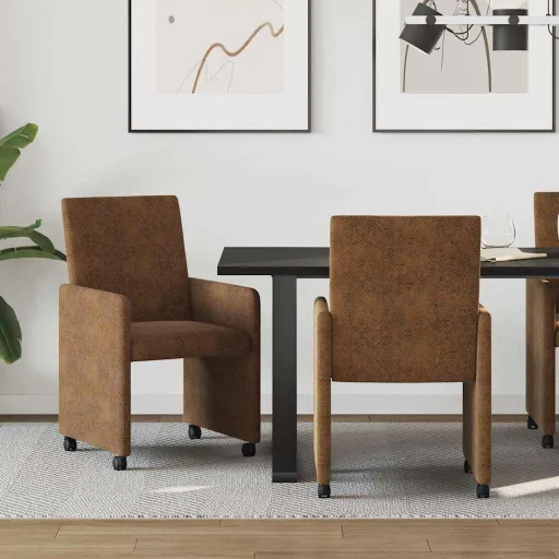Sillas de Comedor Con Ruedas   Marrón 57 x 66 x 94 cm (2 pcs)