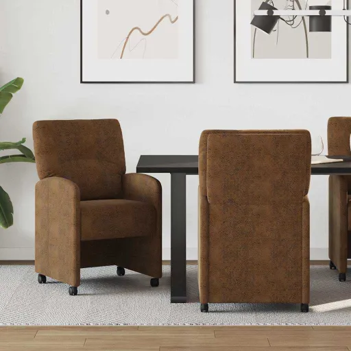 Sillas de Comedor Con Ruedas   Marrón 57 x 67 x 95 cm (2 pcs)
