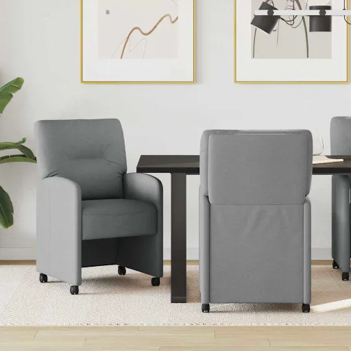 Sillas de Comedor Con Ruedas   Gris Claro 57 x 67 x 95 cm (2 pcs)