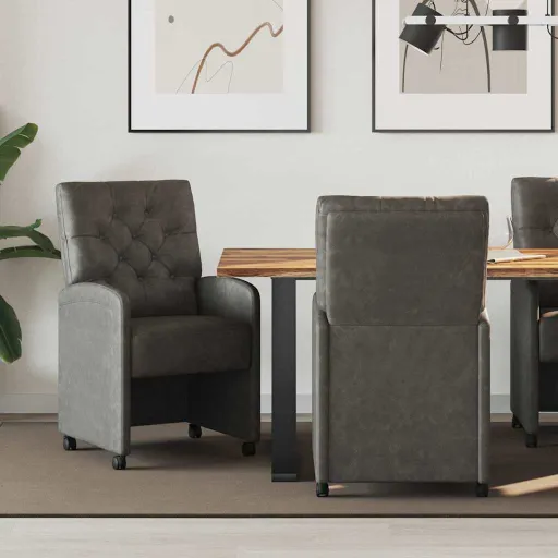 Sillas de Comedor Con Ruedas   Negro 58 x 67 x 97 cm (2 pcs)