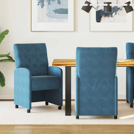 Sillas de Comedor Con Ruedas   Azul 58 x 67 x 97 cm (2 pcs)