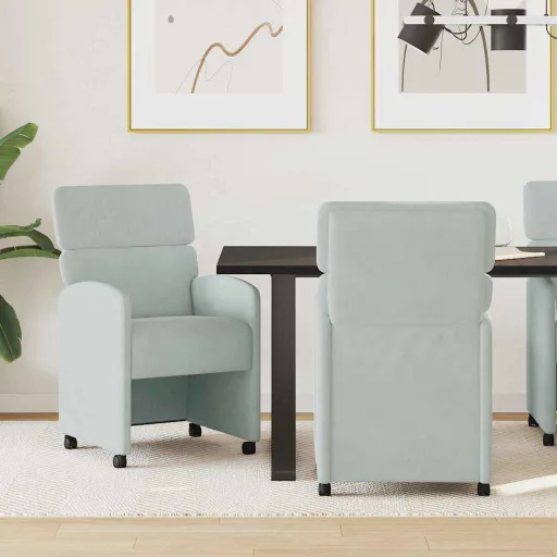Sillas de Comedor Con Ruedas   Gris Claro 58 x 65 x 98 cm (2 pcs)