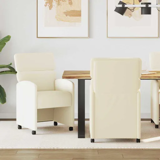 Sillas de Comedor Con Ruedas   Crema 58 x 65 x 98 cm (2 pcs)