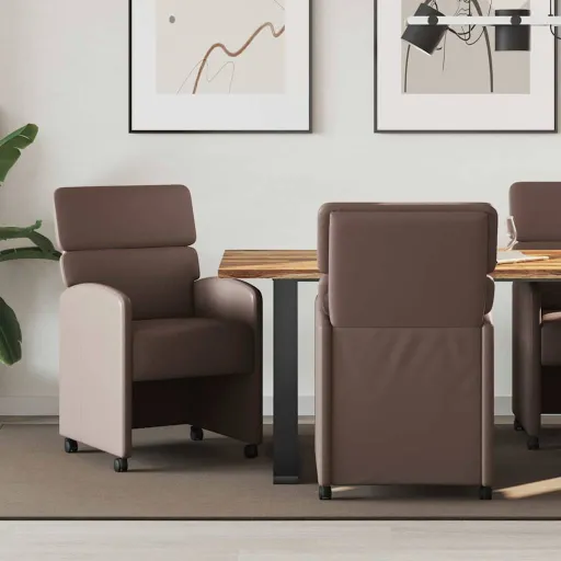 Sillas de Comedor Con Ruedas   Marrón 58 x 65 x 98 cm (2 pcs)