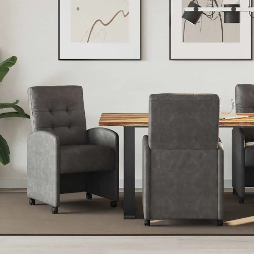 Sillas de Comedor Con Ruedas   Negro 58 x 67 x 97 cm (2 pcs)