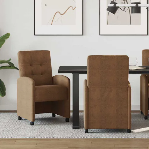 Sillas de Comedor Con Ruedas   Marrón 58 x 67 x 97 cm (2 pcs)