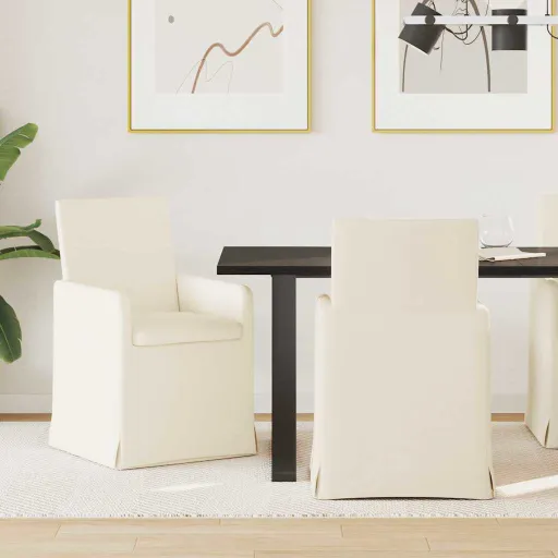 Sillas de Comedor Con Ruedas   Beige 57 x 67 x 95 cm Lino (2 pcs)