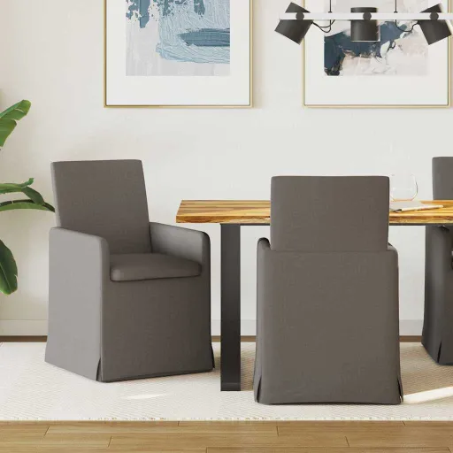 Sillas de Comedor   Gris Claro 57 x 67 x 95 cm Lino (2 pcs)