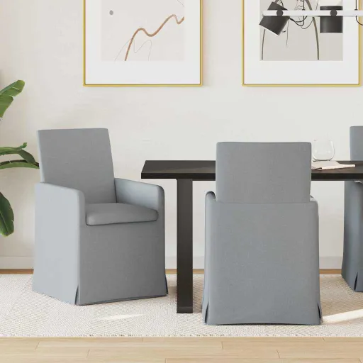 Sillas de Comedor   Gris Claro 57 x 67 x 95 cm Tela (2 pcs)
