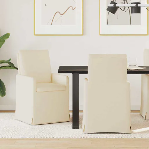 Sillas de Comedor   Beige 57 x 67 x 98 cm Lino (2 pcs)