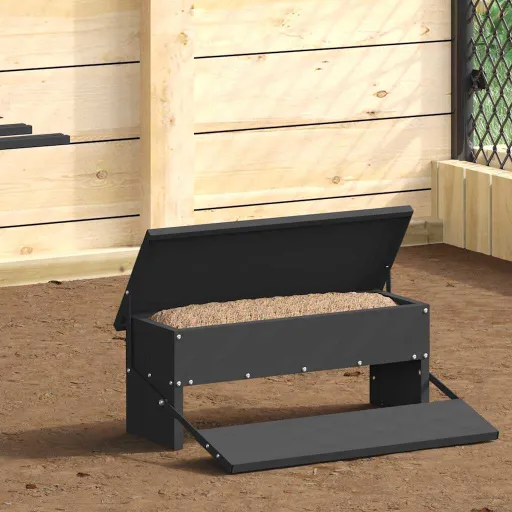 Comedero de Pedal Para Pollos Negro 48,5 x 39,5 x 19 cm