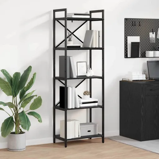 Estante de Libros Roble Negro 56 x 34 x 171 cm