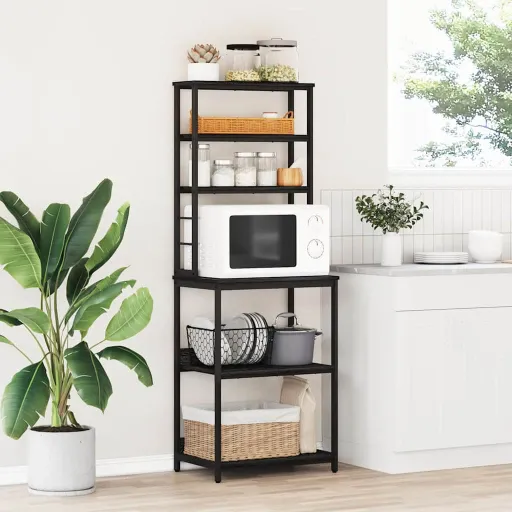 Estante de Cocina Roble Negro 60 x 40 x 168 cm