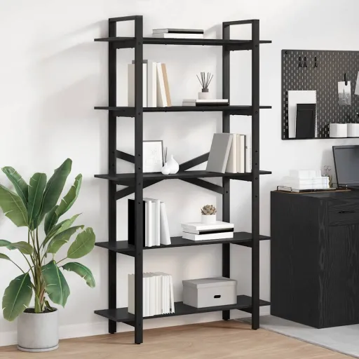 Estante de Libros Roble Negro 100 x 33,5 x 178 cm