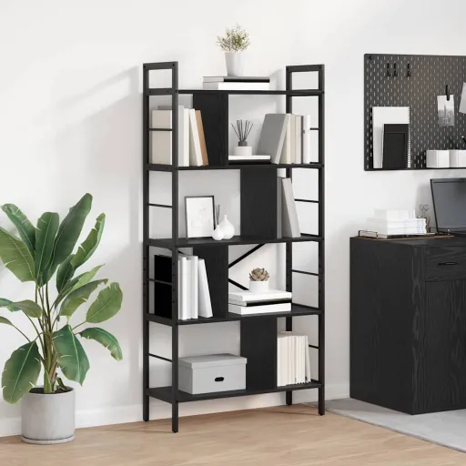 Estante de Libros Roble Negro 75 x 30 x 156 cm