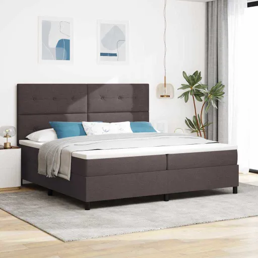 Cama Tipo Box Spring Marrón Oscuro 200 x 200 cm Tela