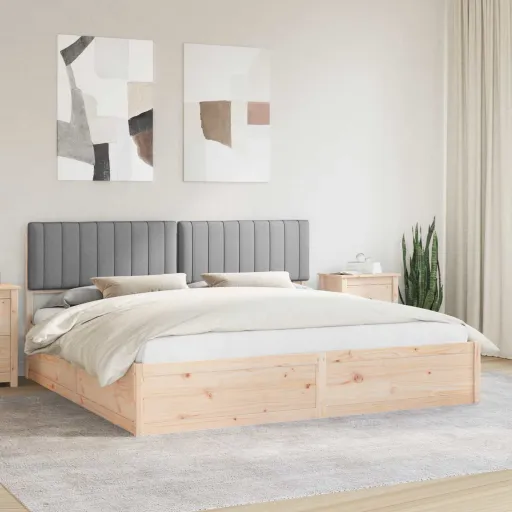 Estructura de Cama Con Cabecera Tapizada Gris Claro