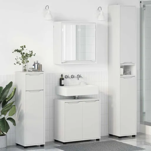 Juego de Muebles de Baño Con Cajón   Madera Contrachapada (4 pcs)