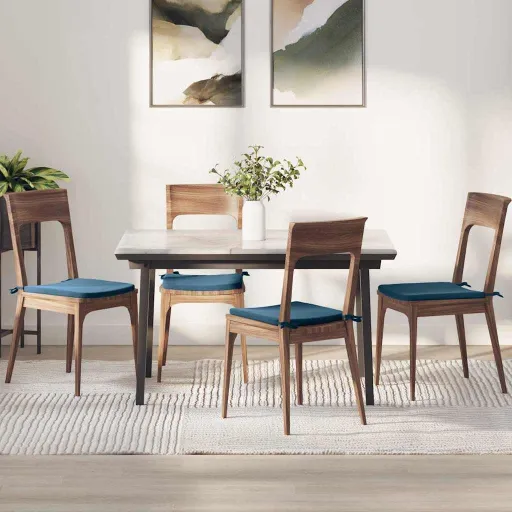 Cojines Para Asiento   Azul 40 x 40 x 3 cm Terciopelo (4 pcs)