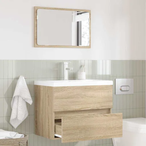 Juego de Muebles de Baño Roble Sonoma Madera Contrachapada