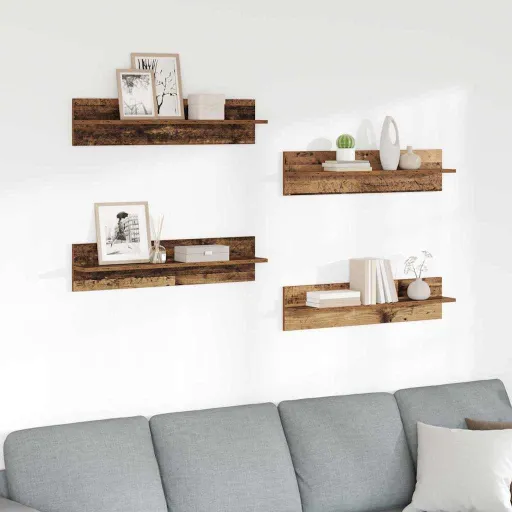Estanterías de Pared   Madera Vieja 80 x 11,5 x 18 cm (4 pcs)