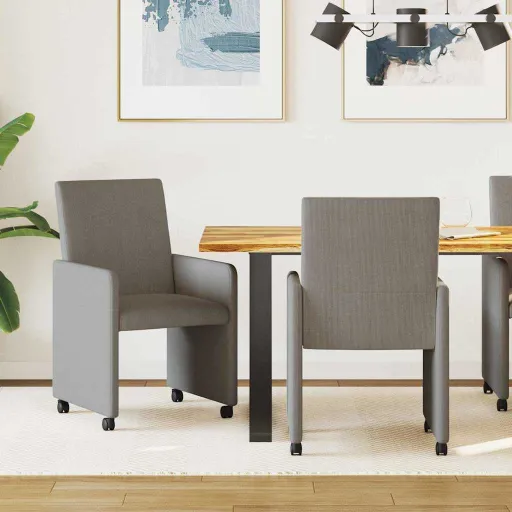 Sillas de Comedor Con Ruedas   Gris Claro 57 x 66 x 94 cm (2 pcs)