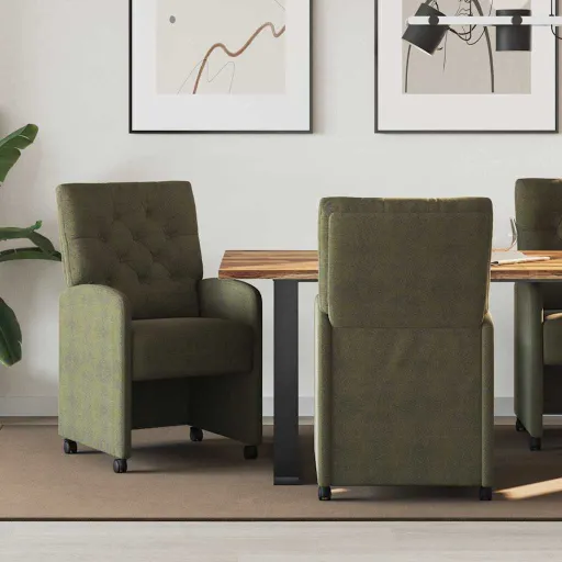 Sillas de Comedor Con Ruedas Con Ruedas   Verde Ejército (2 pcs)