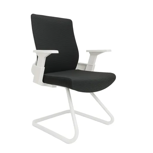 Silla de Visita Luanda White Tejido Gris Oscuro Riva