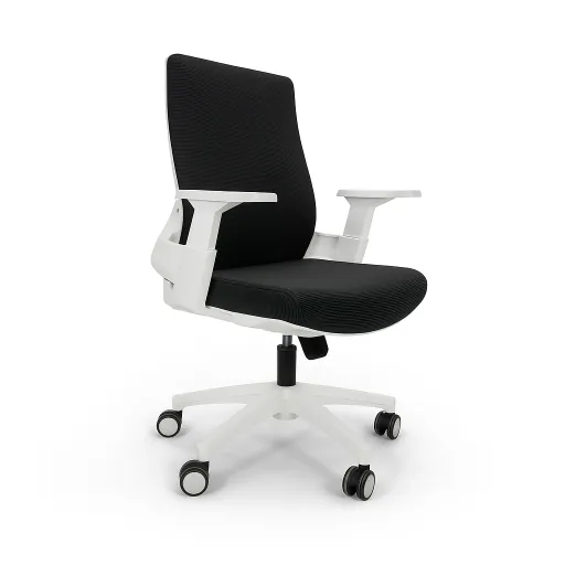 Silla Operativa Luanda White Tela Gris Riva