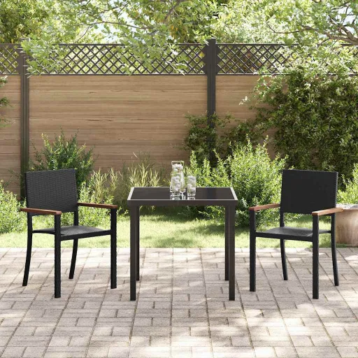 Conjunto de Comedor de Jardín   Negro (3 pcs)