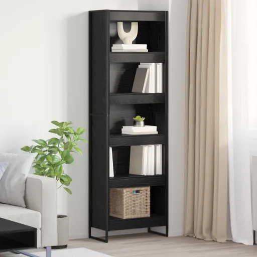 Estantería Para Libros   Roble Negro 80 x 30 x 155 cm (2 pcs)