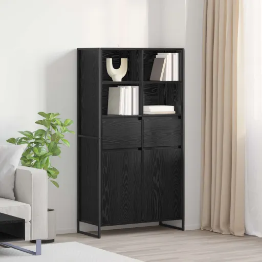Vitrina Con Cajón   Roble Negro 81 x 36 x 150.5 cm (2 pcs)