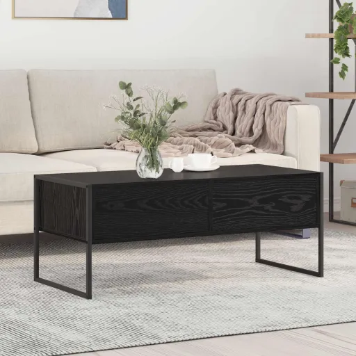 Mesa de Café Roble Negro 100 x 46 x 40 cm Madera Contrachapada