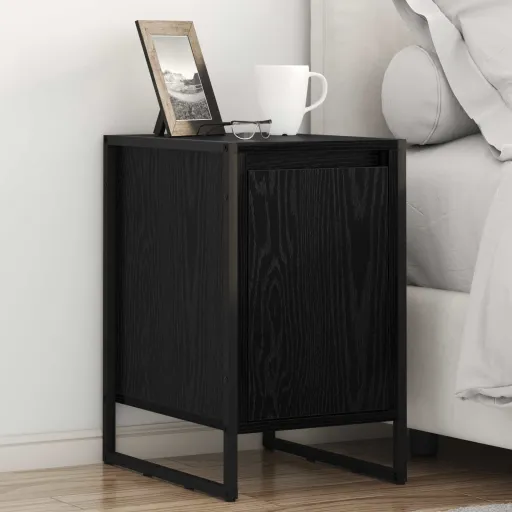 Mesa de Noche Roble Negro 39,5 x 30 x 50 cm