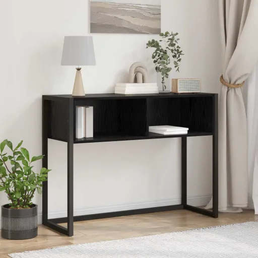 Mesa Auxiliar Roble Negro 100 x 36 x 75 cm Madera Contrachapada