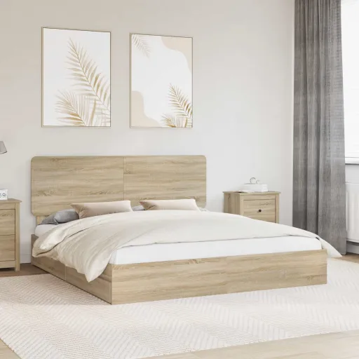 Cama Con Almacenamiento Con Cabecera Roble Sonoma 200 x 200 cm