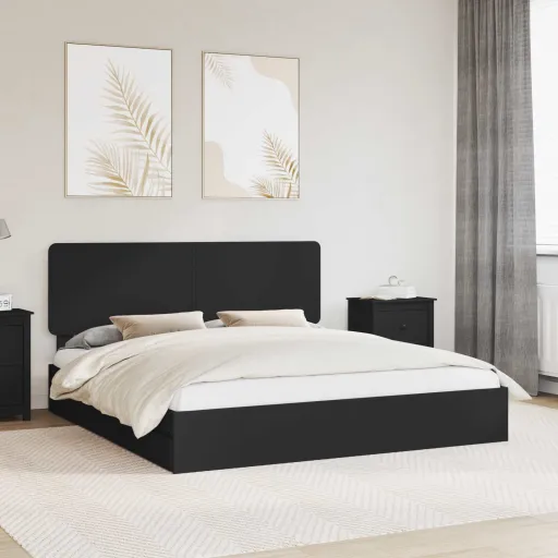 Cama Con Almacenamiento Negro 180 x 200 cm Madera de Ingeniería